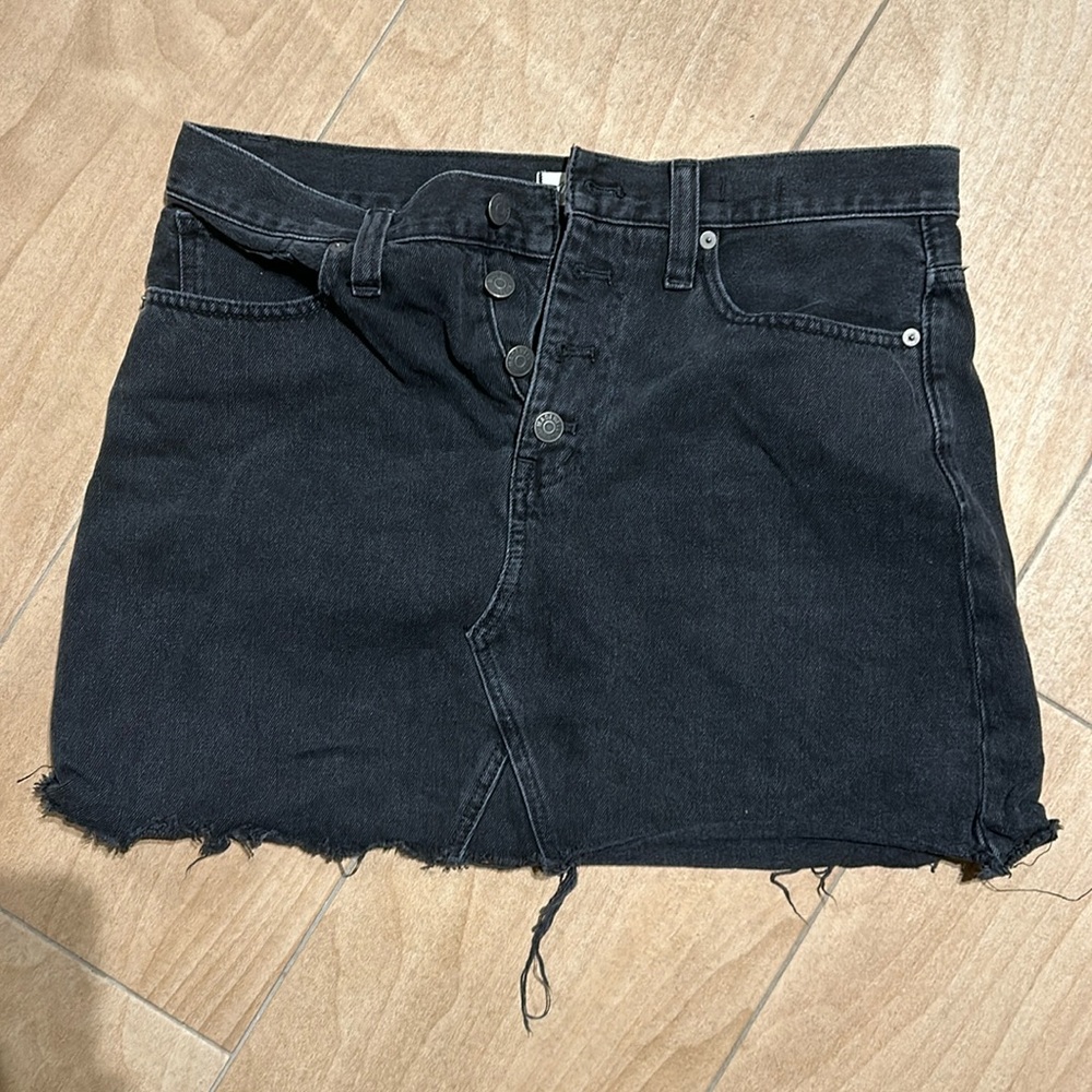 Madewell Black Jean Skirt